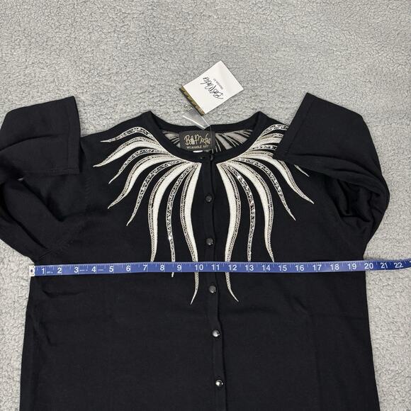 Bob Mackie Wearable Art Cardigan Women Medium Sequin Embroidered Full Button - Picture 7 of 12